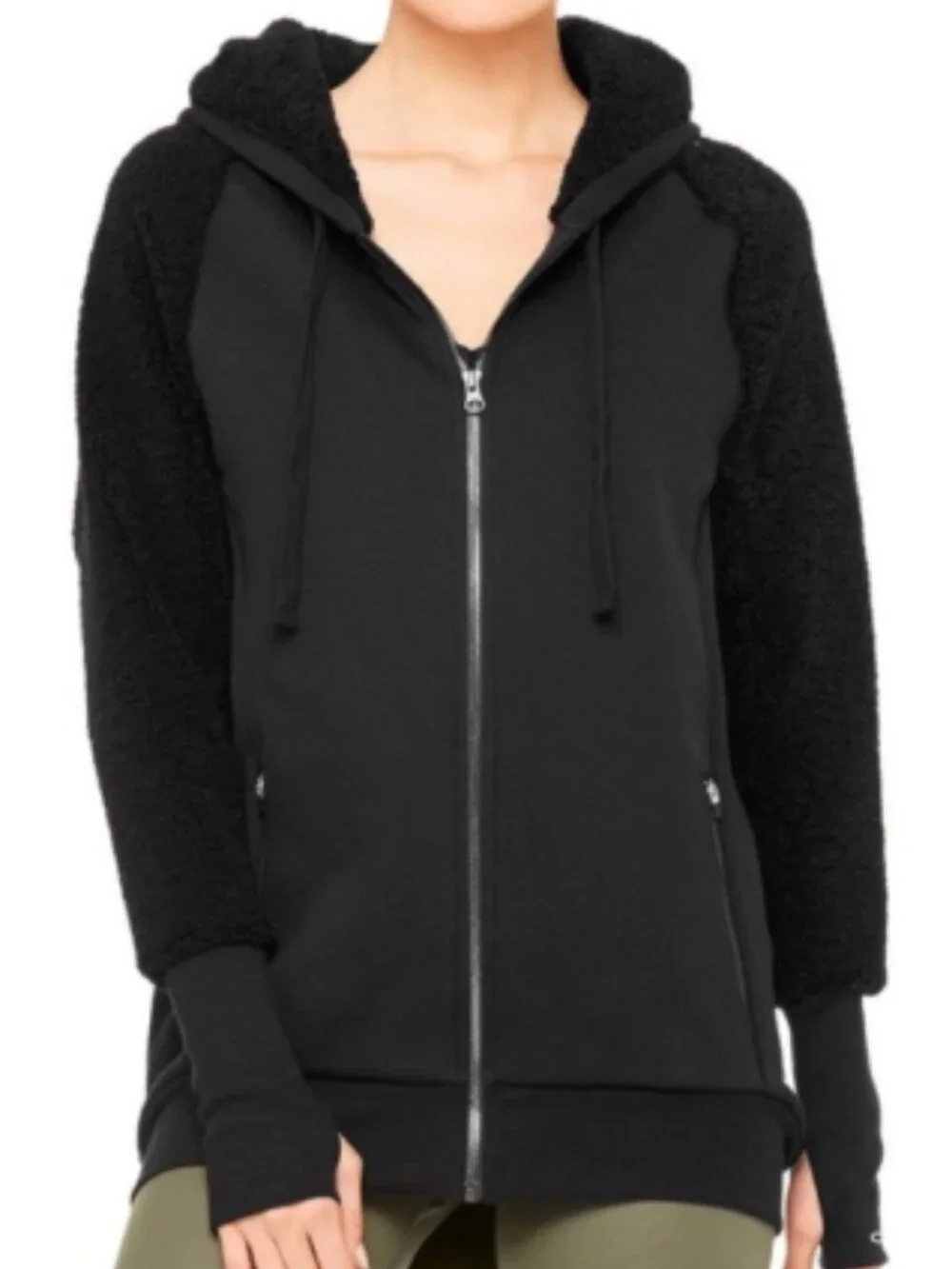 Alo Yoga Enhance Sherpa Lined Hooded Jacket Black S